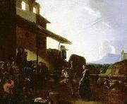 Street Scene in Rome - Oil on canvas CERQUOZZI, Michelangelo